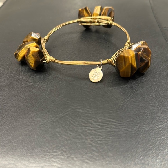 Gold and Brown Gemstone Bracelet with Organic Design - Picture 4 of 4